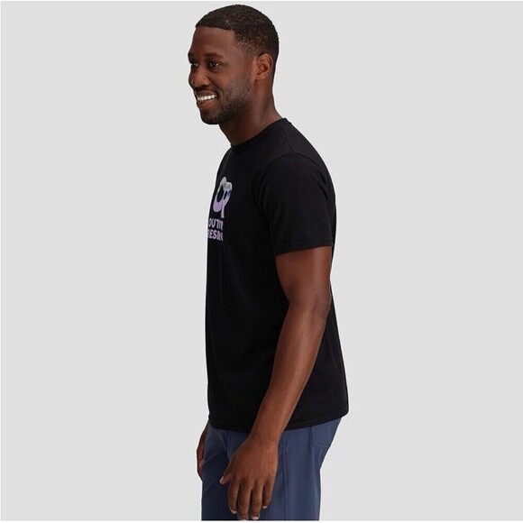 Outdoor Research T Shirt Men's Black Spell Out Logo Crewneck Organic Cotton L - Picture 9 of 9